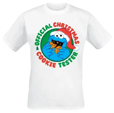 Produktbild von Sesame Street T-Shirt Herren Krümelmonster - Official Christmas Cookie Monster weiß XXL