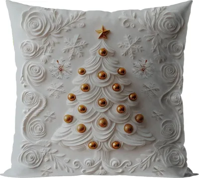 Produktbild von MARKIZETA | Kissenbezug - 40 x 40 cm - weiß gold - Weihnachtskissenbezug - 3D-Motiv - Weihnachtsbaum