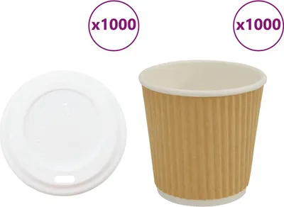 Image de Tasses à café en papier avec couvercles 1000 pcs 4oz 100ml
