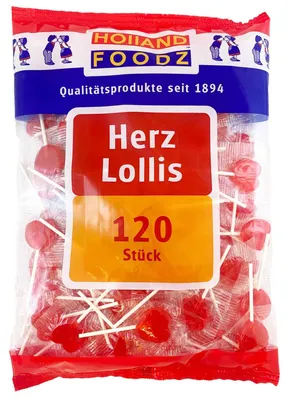Produktbild von Holland Foodz Herz Lollis 120er