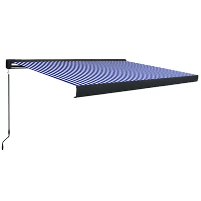 Produktbild von vidaXL Manuelle Kassetten-Markise 350x250 cm Blau und Weiß