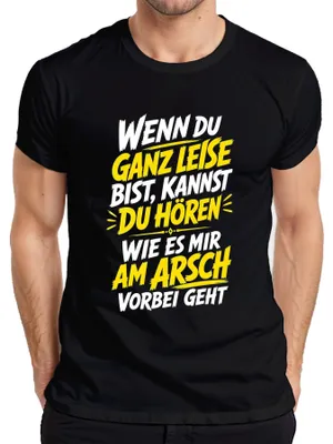 Productafbeelding van "Als je heel stil bent, ga ik je en," statement T-shirt voor heren, zwart, maat XXL