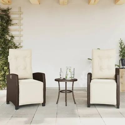 Produktbild von Design Gartensessel mit Fußteil 2 Stk. Verstellbar Braun Poly Rattan, Gartenstühle 2024 Neu