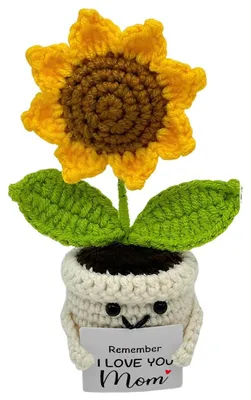 Gehäkelte Sonnenblume im Minitopf – Dekogeschenk für Mama