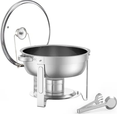 Produktbild von SucceBuy 5 Qt 2er-Pack rundes Chafing Dish Buffet-Set – Edelstahl mit Pfannen in voller Größe