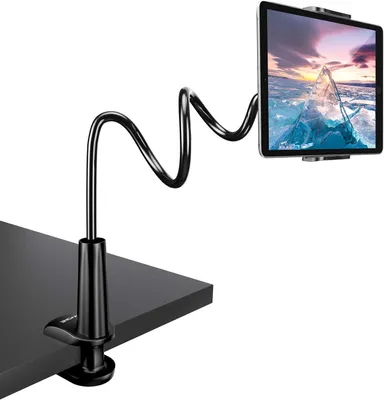 Produktbild von Schwanenhals-Tablet-Ständer, verstellbarer Tablet-Ständer – Halterung für iPad, iPhone, Samsung Tablets, MediaPad, Kindle und mehr, 76 cm Gesamtlänge
