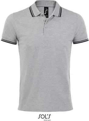 Image de SOLs 00577 | Polo homme Pasadena - Couleur : Grey Melange/Navy - Taille : M