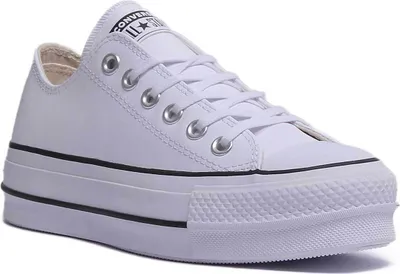 Produktbild von Converse Chuck Taylor All Star Lift Ox Frauen Leder Plattform Turnschuhe Weiß Schwarz – undefined / Weiß schwarz