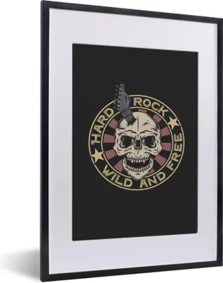 Produktbild von MuchoWow® MuchoWow® Gerahmtes Poster Totenkopf - Gitarre - Vintage 30x40 cm - Poster mit zchwarzem Bilderrahmen - Wandposter Schlafzimmer