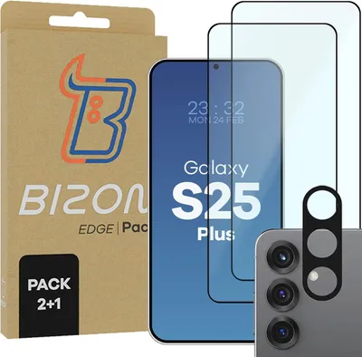 Produktbild von 2x Szkło + szybka na aparat Bizon Edge 2 Pack do Galaxy S25 Plus