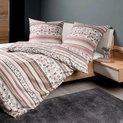 Produktbild von Janine Feinbiber Bettwäsche Davos 65177 beige braun 155x220 cm + 80x80 cm