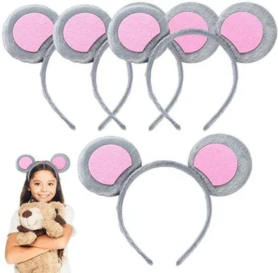 Produktbild von Kinderhaarband mit Tiermaske - 4 Stück - Grau - für Erwachsene/Kinder