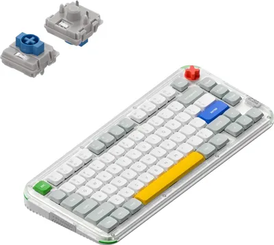 Immagine prodotto di Tastiera meccanica wireless Nuphy Kick75 a basso profilo, layout 75% ANSI, 80 tasti, interruttore nano argento