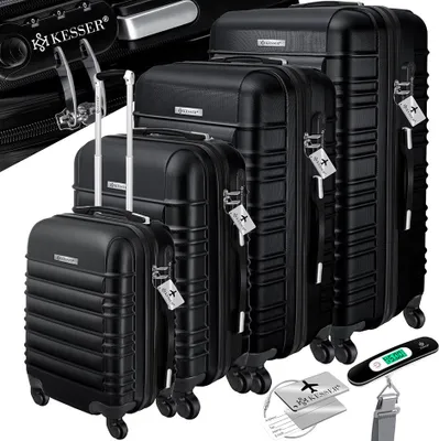 Produktbild von KESSER® 4tlg. Hartschalenkofferset Hartschalenkoffer Reisekoffer Set Reisekofferset Trolley Koffer Inkl. Kofferwaage + Gepäckanhänger Rollkoffer Schloss 4 Rollen ABS-Hartschale Teleskopgriff S-M-L-XL