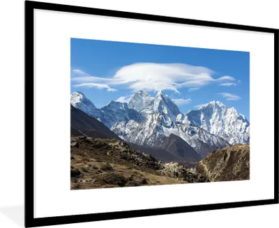 Produktbild von MuchoWow® Gerahmtes Poster Himalaya-Berg in Nepal 90x60 cm - Poster mit Schwarzem Bilderrahmen Wandposter Rahmen Foto Bilder - Wanddekoration - Fotos