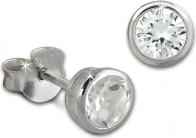 Image de SilberDream Boucles d'oreilles femmes 925 argent blanc rond zirconium SDO8509W