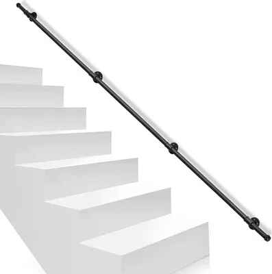 Produktbild von Aopunly Handlauf Geländer Verzinktes Schutzbügel Treppe Stahlrohr Pulverbeschichtung Innen und Außen Schwarz 300cm