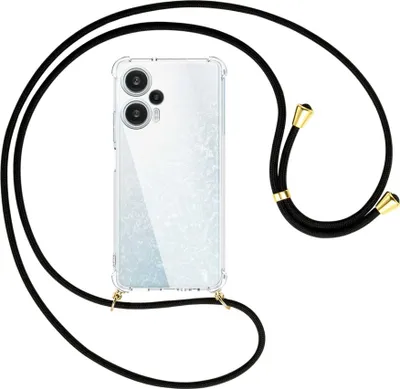 Produktbild von Handykette Backcover-Schutzhülle mit Band (Metall goldfarben) für Xiaomi Poco F5 (6.67'') - schwarz