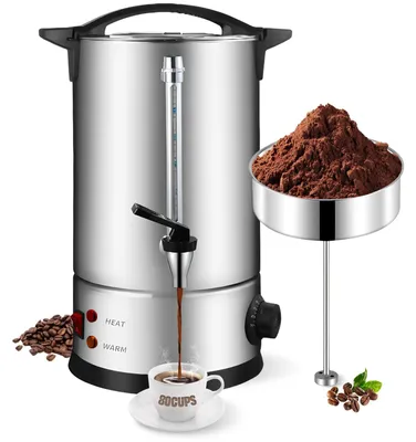 Imagen del producto de Cafetera de percolación de 12 litros con filtro de acero inoxidable, máquina de café profesional para 80 tazas