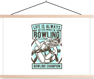 Produktbild von MuchoWow® Textilposter Bowling - Sport - Jahrgang 60x40 cm mit holzfarbenen Rahmen - Bilder