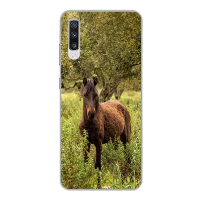 Produktbild von MuchoWow® Handyhülle Schutzhülle Hülle für Samsung Galaxy A70 Pferd - Wald - Gras Silikon Softcase Handy Hülle - Schutzhaube