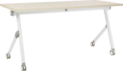 Produktbild von BELIANI Schreibtisch Heller Holzfarbton u. Weiß 160 x 60 cm Klappbar Faltbar mit Rollen Mobil Bürotisch für Homeoffice Büro Modernes Design