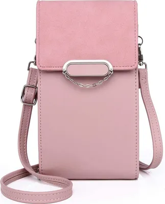 Produktbild von Damen Schultertasche - Handy Umhängetasche Kunstleder Klein Tasche Frau Retro Geldbörse reisepass Handytasche mit Kartenfächer Verstellbar Abnehmbar Schultergurt für Handy unter 7 Zoll (Rosa)