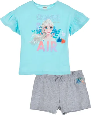 Produktbild von Frozen - Die Eiskönigin Elsa Mädchen T-Shirt und Short kurze Hose Kinder Sommer-Set, Größe:110