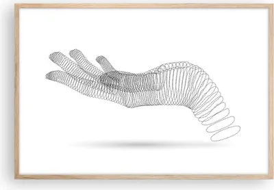 Produktbild von Gerahmtes Poster - Rahmen in heller Eiche - Hand Grafik weiß - 91,5x61 cm - Wand Bild - Wanddeko - Wandbilder - Kunstposter - Wandposter - Bilderrahmen - Bilder - Kunstdruck - P2NAA91x61-4427