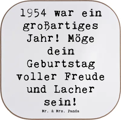 Produktbild von Mr. & Mrs. Panda Untersetzer für Gläser Spruch 1954 Geburtstag - Weiß - Geschenk, Geburtstagsgeschenk, gläseruntersetzer, Tischuntersetzer, Geburtsjahr, Tassenuntersetzer