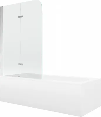 Produktbild von Mexen Vega Rechteckbadewanne 150 x 70 cm mit Verkleidung und 2-flügeliger Blende 100 cm, Transparent, Chrom - 550115070X90100201