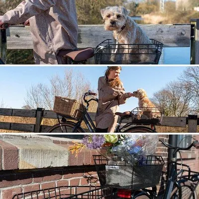 Obrázok produktu pre Kovový zadný košík na bicykel, čierny, odolný voči poveternostným vplyvom, na nosič