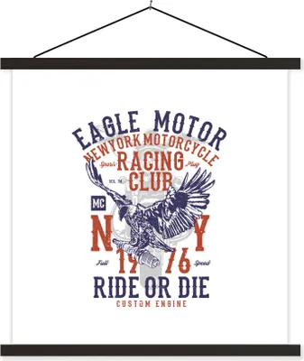 Produktbild von MuchoWow® Textilposter Mancave - Motor - Adler - Vintage 60x60 cm mit schwarzem Rahmen - Posteraufhänger