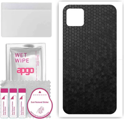 Produktbild von apgo Rückseite Schutzfolie, Skin, kompatibel mit WIko Y52, Hinten Displayschutzfolie aus Vinylfolie, kratzfest, einfache Montage - Schwarze Honigwabe