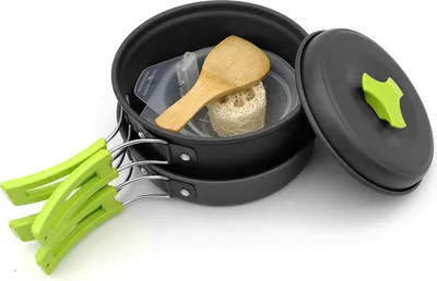 Obrázek produktu pro 8 ks kempinkového nádobí Odměrná sada Kempinkové vybavení Nepřilnavé nádobí Lehké stohovatelné, zelené