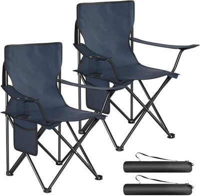 Produktbild von WOLTU Campingstuhl 2er Set Faltbar mit Getränkehalter & Netztasche : Marineblau Farbe: Marineblau