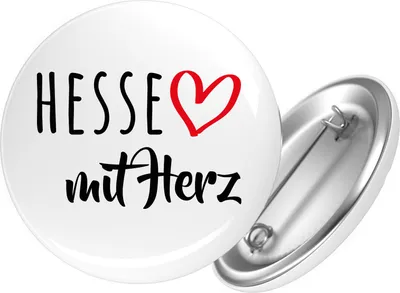 Produktbild von Huuraa Button Hesse mit Herz 25mm rund mit Sicherheitsnadel Ansteckbutton Geschenkidee