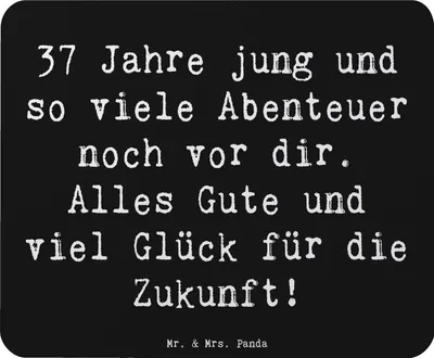 Produktbild von Mr. & Mrs. Panda Mauspad Spruch 37. Geburtstag Abenteuer - Schwarz - Geschenk, pc, Mousepad, Dankbarkeit, Happy Birthday, liebevoll, Lebensjahr, Alles Gute, Mouse Pad