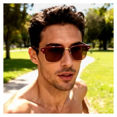 Produktbild von Halbrahmen Sonnenbrille, Schwarz-Gold, UV-Schutz, Verspiegelte Gläser