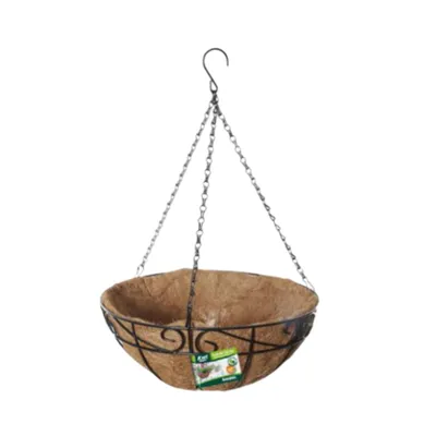 Produktbild von Závěsný koš na květinový záhon Závěsný kovový květináč s kokosovou vložkou 36x15 cm