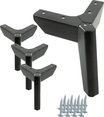 Obrázek produktu pro Sada 4 nábytkových nohou "Anchor" v matné černé barvě, výška 12 cm - Stylové kovové nohy pro pohovky, komody a další. Ideální pro moderní a industriální interiéry.