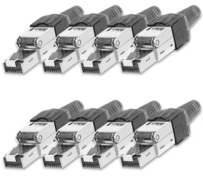 Produktbild von NEXMEX 8x Netzwerkstecker Cat 7 CAT7 RJ45 Stecker Werkzeuglos Metall 10GBit/s