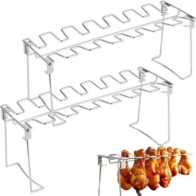 Image de Dailygoody - Grille pliable en acier inoxydable pour brochettes de poulet
