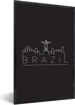 Produktbild von MuchoWow® MuchoWow® Gerahmtes Poster Stadtbild "Brasilien" vor schwarzem Hintergrund 40x60 cm - Poster mit zchwarzem Bilderrahmen - Papierdruck - Wandbilder
