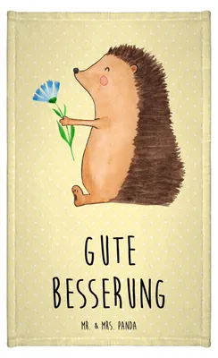 Produktbild von Mr. & Mrs. Panda Handtuch Igel Blumen - Gelb Pastell - Geschenk, frottierhandtuch, Gästetuch, Kleines, Krankheit, Klein, gäste wc, krank, Lustige Sprüche, Besuch