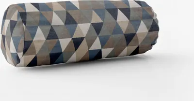 Produktbild von SCHÖNER LEBEN. Kissenhülle Halbpanama Leinenlook Dreiecke blau grau Größe 15x40cm (ØxB) Nackenrolle 15x40cm (ØxB) Nackenrolle Größe