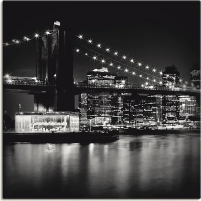 Produktbild von ARTland Leinwandbild NYC Brooklyn Bridge bei Nacht Größe: 70x70 cm
