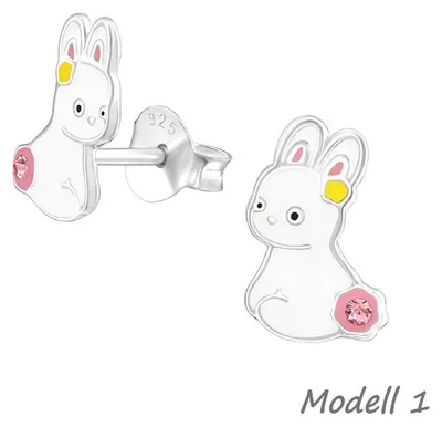 Produktbild von Ohrstecker Ostern: 925 Silber Kinder Ohrringe „Kaninchen / Hase / Osterhase“ Modell 1