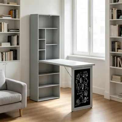 Produktbild von Wandmontierter Klappschreibtisch, Regal, Tafel, multifunktional, für kleine Räume