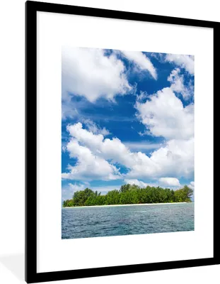 Produktbild von MuchoWow® Gerahmtes Poster Insel - Sommer - Tropisch 60x80 cm - Poster mit Schwarzem Bilderrahmen Wandposter Rahmen Foto Bilder - Wohnzimmer - Dekorationen - Prämie